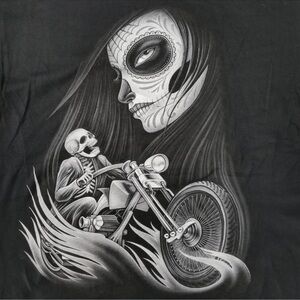 KEYA Day Of The Dead Mens Tshirt Skeleton Biker size XL   (Biker Forever)